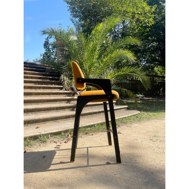 Arches Bar Stool in Mustard Velvet and Black Lacquered from Insidherland For Sale - Image 13 of 15
