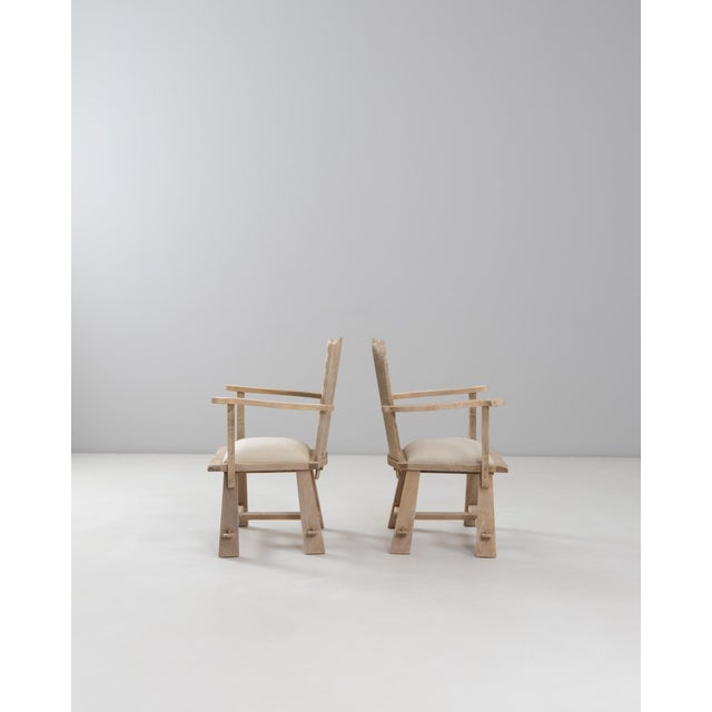 1970s French Carved Oak Armchairs With Upholstered Seats - A Pair For Sale - Image 11 of 18