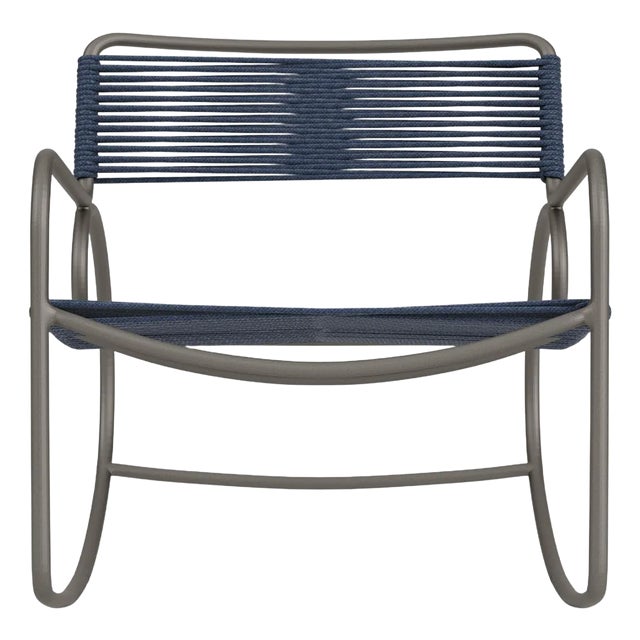 Brown Jordan Walter Lamb Rocking Chair, Mica frame with Marine fabric For Sale