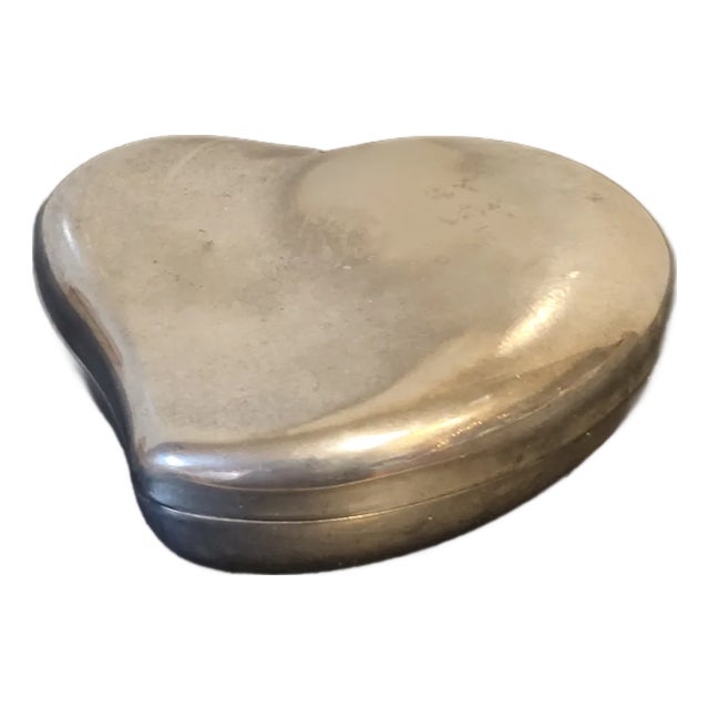 1980s Godinger Heart Shaped Vintage Silver Ring Box For Sale