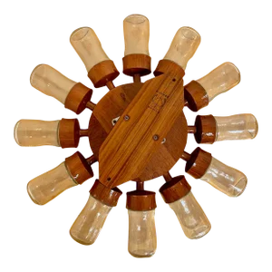 Midcentury Digsmed Danish Teak Spice Rack Wheel With 12 Glass Jars