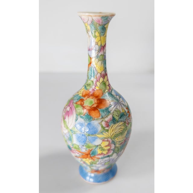 Ceramic 19th Century Chinese Famille Rose Millefiori Floral Vase, Qianlong Mark For Sale - Image 7 of 14
