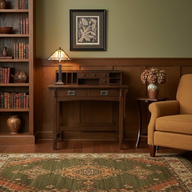 Mission Oak Desk With Removable Organizer - Walnut For Sale In Chicago - Image 6 of 12
