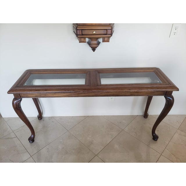 20th Century French Console Table With Glass Top For Sale In San Diego - Image 6 of 6