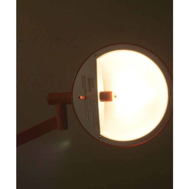 Metal Sonneman Articulating Saucer Pharmacy Swing Arm Floor Lamp in Orange, Unmarked For Sale - Image 7 of 9