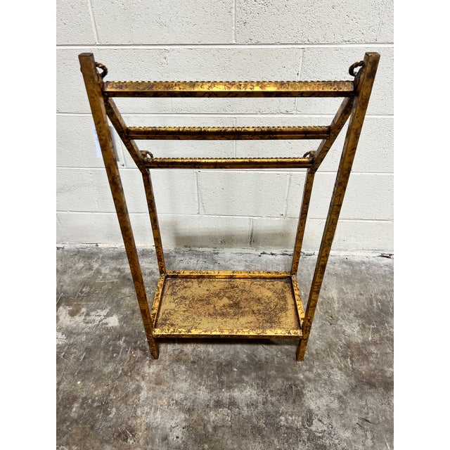 Hollywood Regency Gold Gilt Iron Towel Rack For Sale - Image 4 of 5