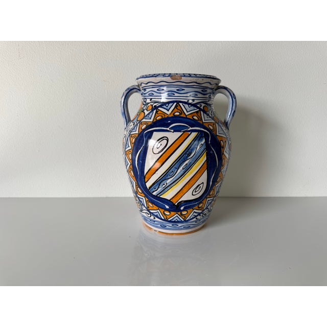 1980s Vintage Hand-Painted Italian Ceramic Urn / Vase/ Sold For Sale - Image 5 of 11