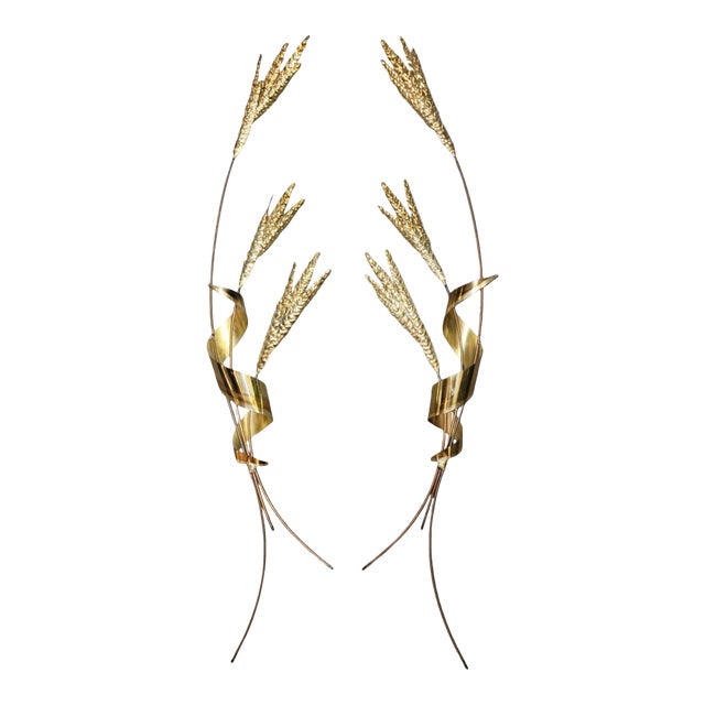 Pair of 1980s Modern Metal Wall Leaf Brackets For Sale