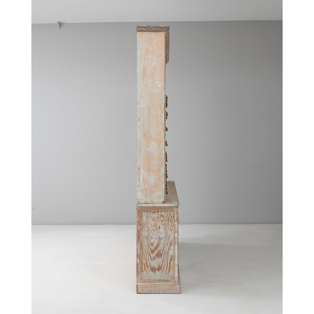 Mid 20th Century French Wood Patinated Apothecary Cabinet with Glass Doors For Sale - Image 13 of 18