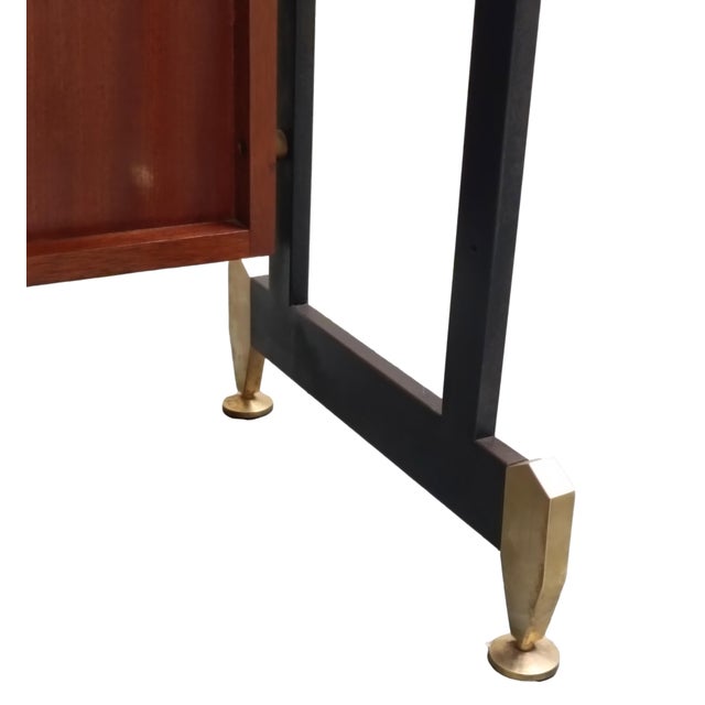 1960s Teak Desk with Brass Handles and Feet from Antonio Ferretti, Italy, 1960s For Sale - Image 5 of 10