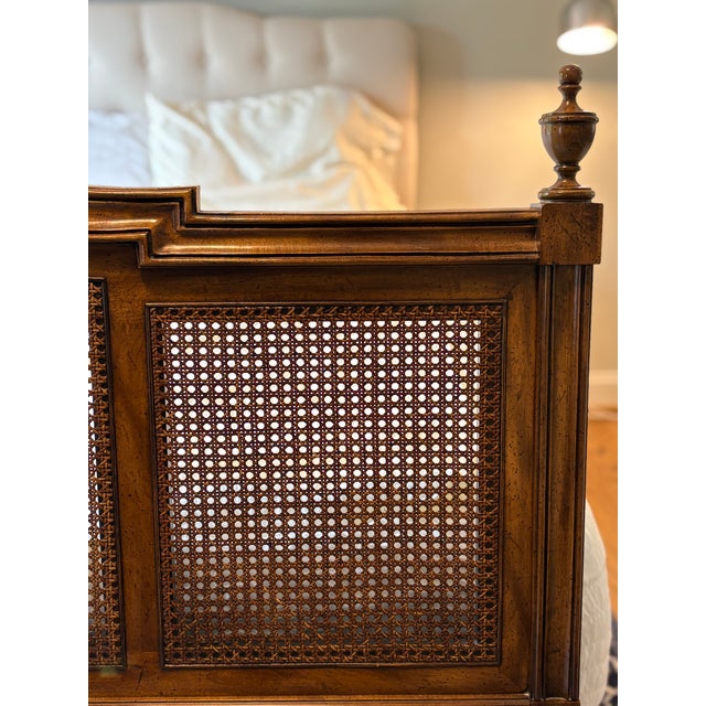 Wood Vintage Century Furniture Claridge Collection Woven Cane Queen Headboard by Raymond Sobota For Sale - Image 7 of 17