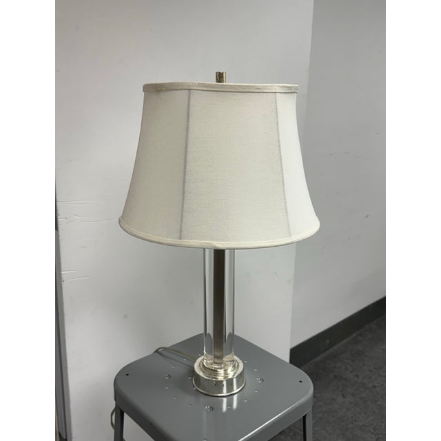 Contemporary Restoration Hardware Glass Column Table Lamp For Sale - Image 3 of 12
