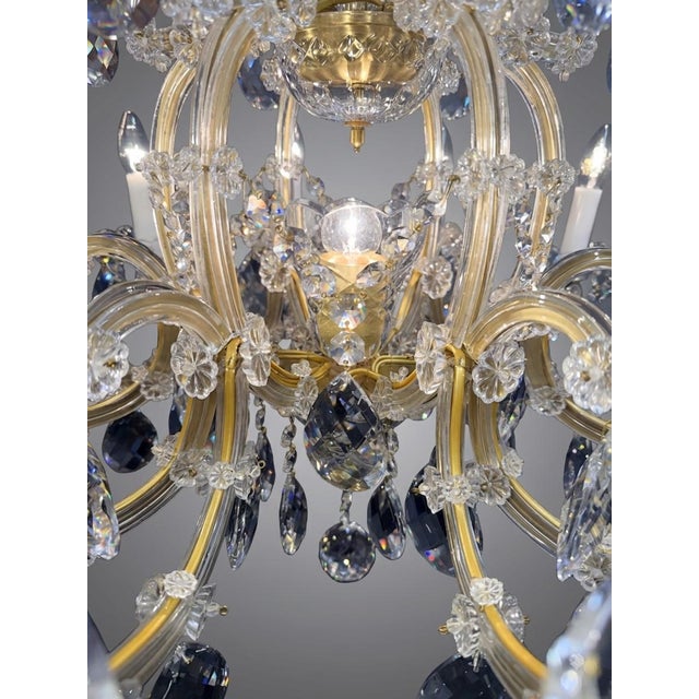 Statement Marie Theresa Crystal and Brass Twelve Branch Chandelier For Sale - Image 6 of 8