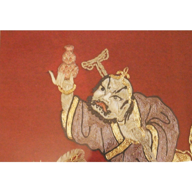 Mid-19th Century Chinese Framed Embroidery of Zhao Gongming For Sale - Image 4 of 4