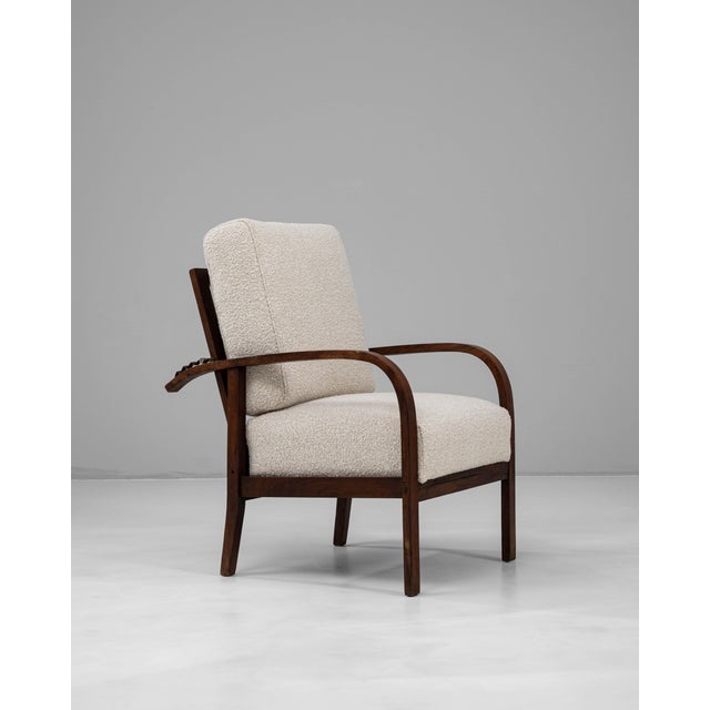 20th Century French Art Deco Upholstered Armchair With Reclining Back For Sale - Image 10 of 18