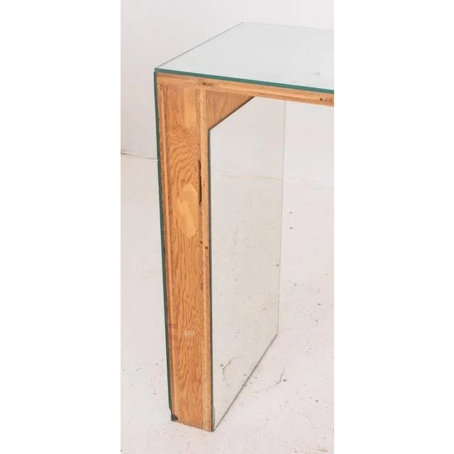 Late 20th Century Karl Springer Style Mirror Waterfall Console Table For Sale - Image 5 of 6