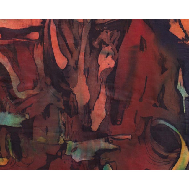 Signed Abstract Wax Painting Batik by Harry Hilson For Sale - Image 4 of 9