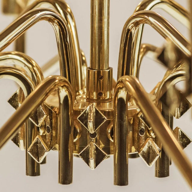 Mid-Century Brass Chandelier with 12 Lights, 1960s For Sale - Image 4 of 6