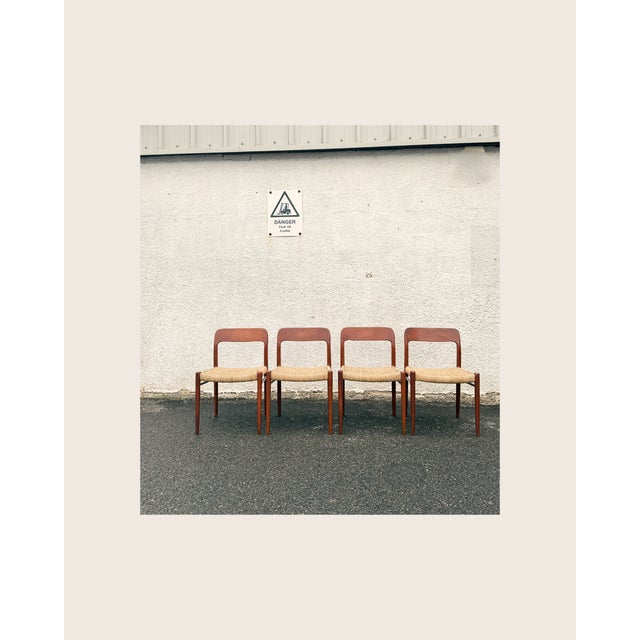 Vintage Model 75 Teak Dining Chairs by Niels Otto Møller, 1960s, Set of 4 For Sale - Image 4 of 8