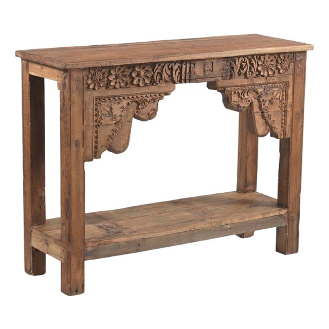 Console Table Constructed From Antique Indian Carved Elements and Reclaimed Wood For Sale