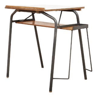 Green Lacquered Steel and Plywood Desk with Resin Tabletop For Sale
