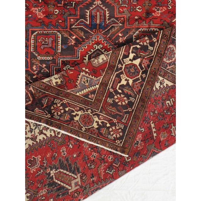 1980s Vintage Hand-Knotted Persian Heriz Rug 8'1" X 10'8" For Sale - Image 5 of 6