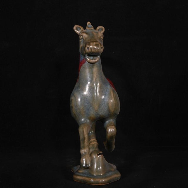 Chinese Chinese Jun Ware Style Flambe Glaze "Horse Treading on a Swallow" Sculpture For Sale - Image 3 of 9