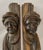 Pair of long antique hand-carved solid wood architectural pediments or trim. Each portrays the bust of a religious figure,...