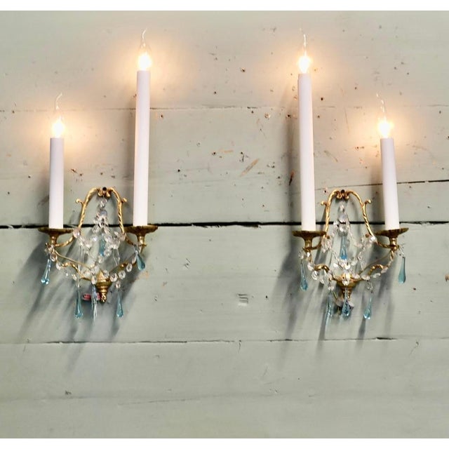 Tall French Wall Chandeliers, 1960s, Set of 2 For Sale - Image 4 of 6