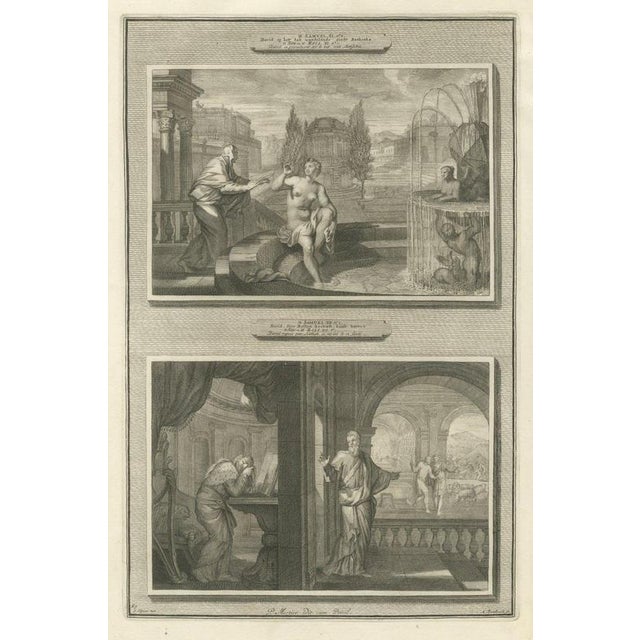 Pieter Mortier, David Sees Bathsheba and Nathan Rebukes David, 1700, Engraving For Sale - Image 12 of 12