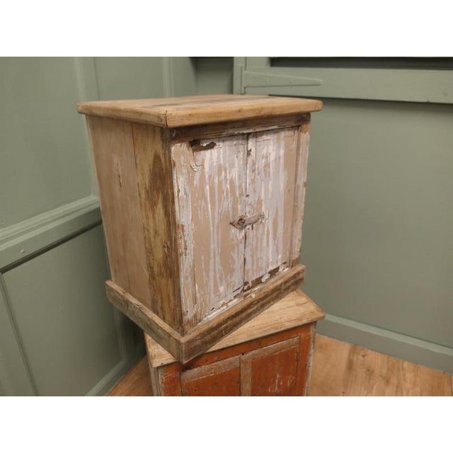 French Rustic 2-Door Cupboards with Distressed Paint, Set of 2 For Sale - Image 4 of 8