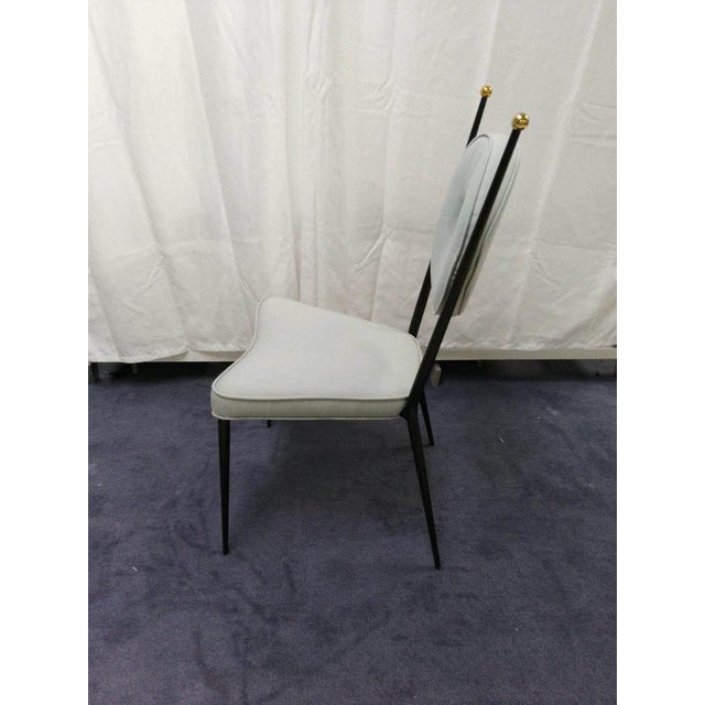 Jonathan Adler Pair of Jonathan Adler Rondo Dining Chairs in Tussah Sky Fabric For Sale - Image 4 of 6