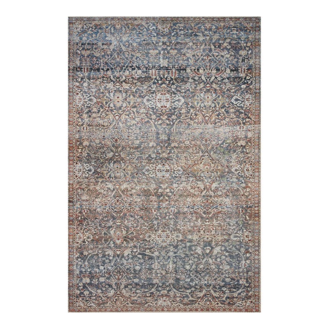 Chris Loves Julia x Loloi Jules Denim / Spice 2'-3" x 3'-9" Accent Rug For Sale