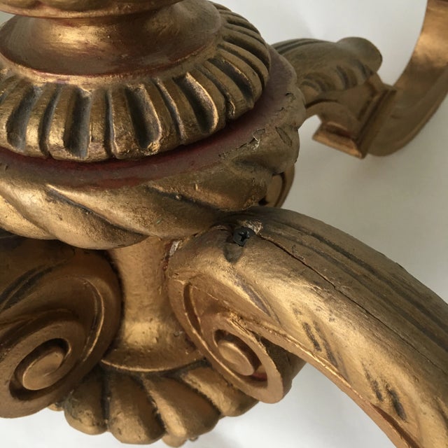 Antique Italian Carved Giltwood Chandelier With Timeworn Gilding, Late 19th Century For Sale - Image 9 of 10