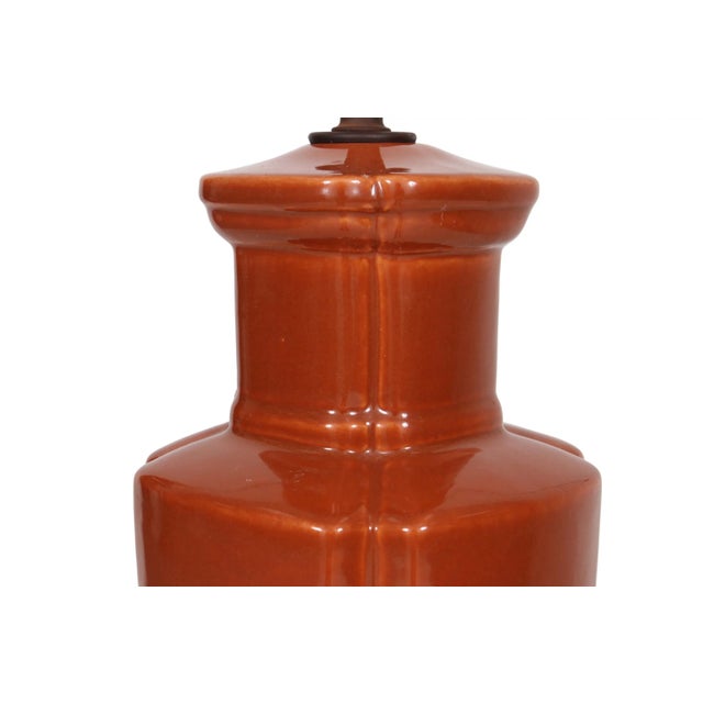 Rustic Caramel Colored Ceramic Table Lamp For Sale - Image 3 of 5