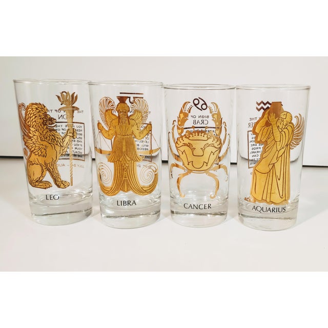 Vintage Gold Astrology Zodiac Sign Glasses Set of 12 Chairish
