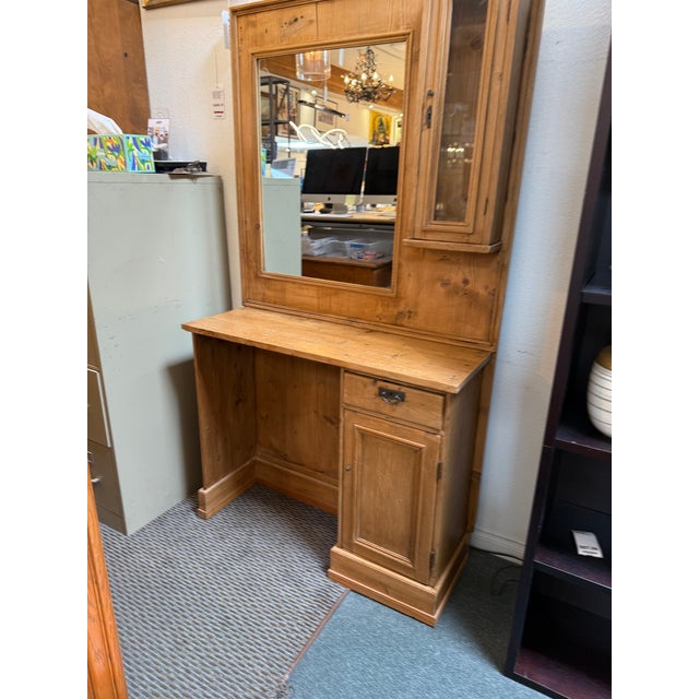 Brown Early American Pine Wood Vanity For Sale - Image 8 of 12