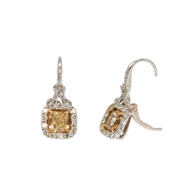 Modern 2.75 Ct Natural Yellow With Diamond Dangle Earrings - 2 Pieces For Sale - Image 3 of 3