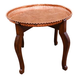 Bohemian Mahogany Copper Coffee Table, 1920s For Sale