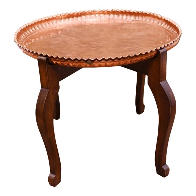 Bohemian Mahogany Copper Coffee Table, 1920s For Sale
