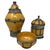 Beautiful vintage Moroccan Yellow Ceramic Jars and bowl with Silver Filigree overlay set of 3. The set of Moroccan...