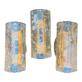 1970s Italian Murano Glass Wall Sconces by Mazzega - Set of 3 For Sale