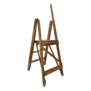 Folding Pine Painters Step Ladder, 1940s For Sale