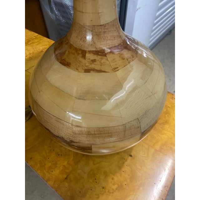 Wood 1980s Large Palm Frond Veneered Lamp For Sale - Image 7 of 12