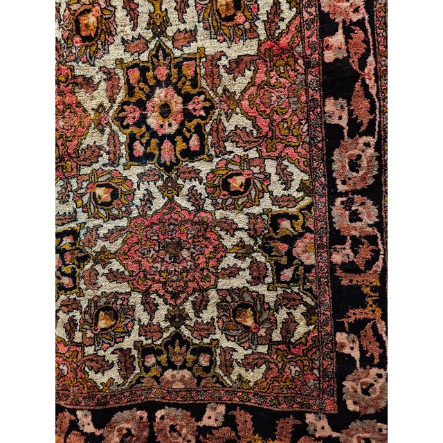 Vintage Afghan Silk Room Size Rug in Allover Pattern in Ivory, Burgundy, Brown For Sale - Image 9 of 15