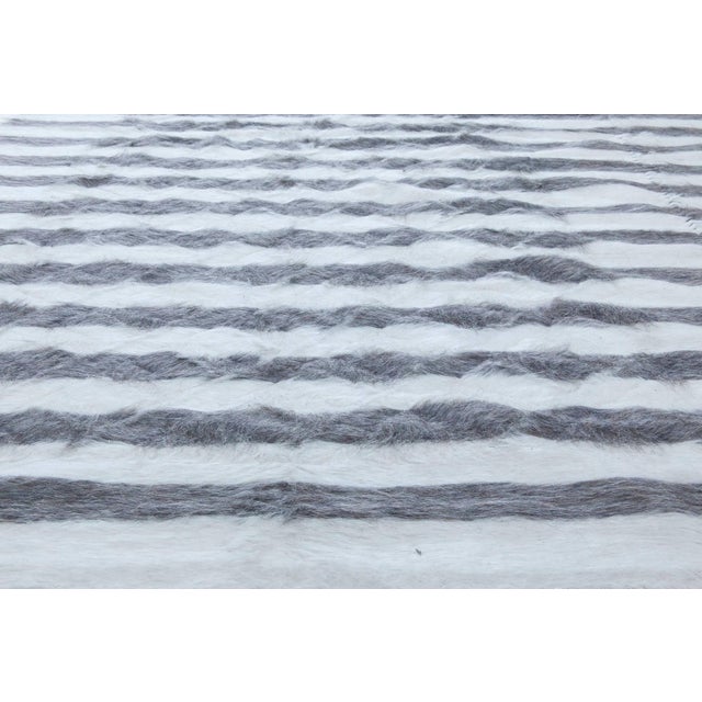 Modern Modern Striped Shaggy Handmade Goat Hair Rug by Doris Leslie Blau For Sale - Image 3 of 5
