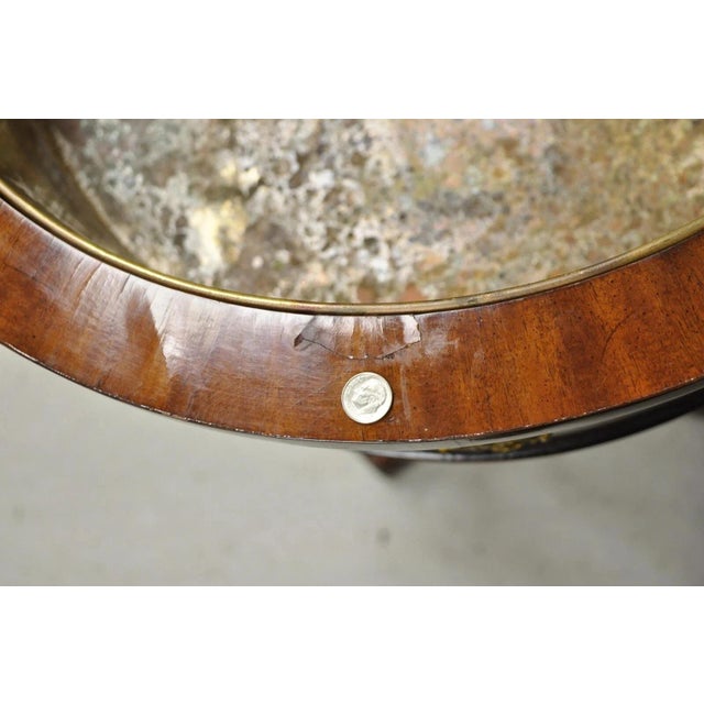 Late 20th Century Maitland Smith Regency Style Mahogany Carved Lion Leather Base Cellarete Planter For Sale - Image 9 of 12