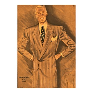 1948 French Men's Tailoring Lithograph For Sale