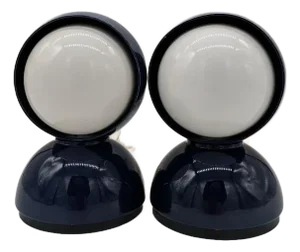 Blue Eclisse Lamps 1st Series by Vico Magistretti for Artemide, Italy, 1966, Set of 2