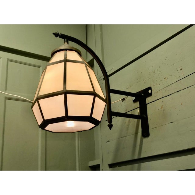 Industrial Large Brass Octagonal Wall Lantern, 1960 For Sale - Image 3 of 7